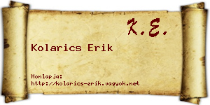 Kolarics Erik névjegykártya